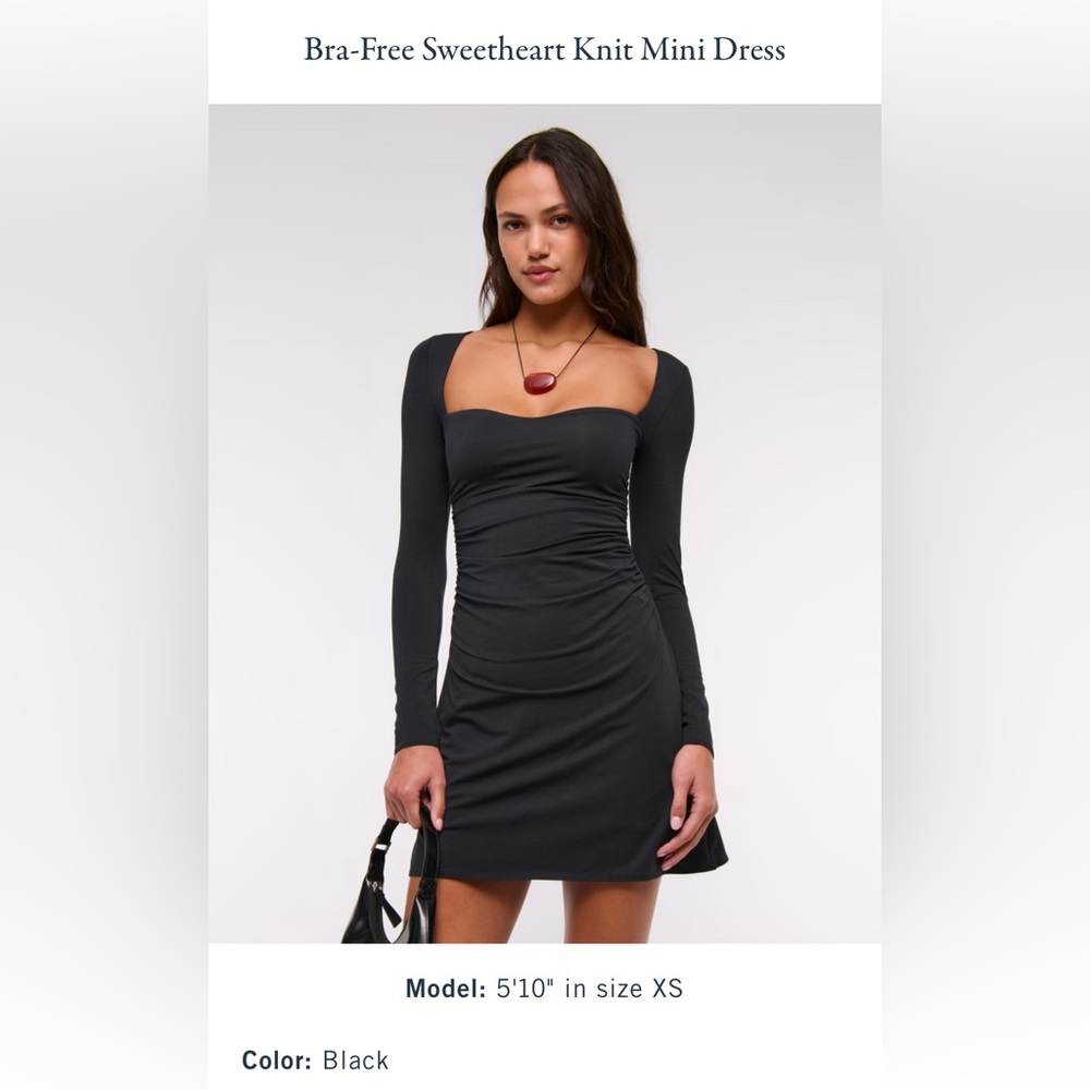 Abercrombie Bra Free Sweetheart Knit Mini Dress - color black small petite